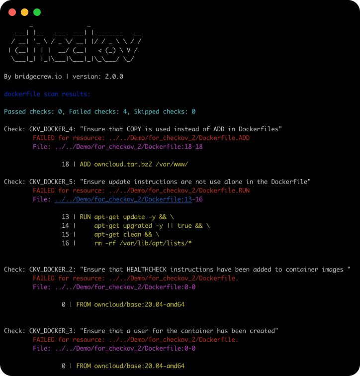 Checkov CLI screenshot